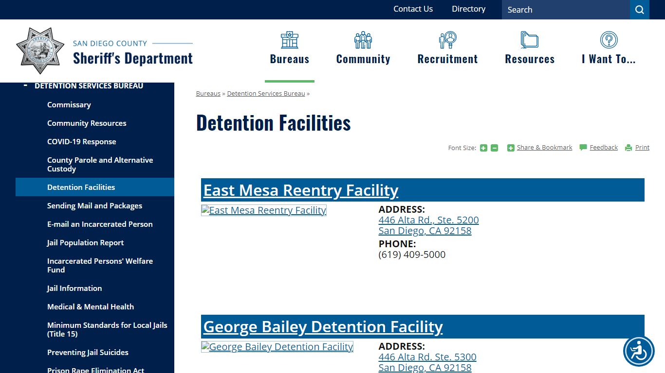 Detention Facilities | San Diego County Sheriff