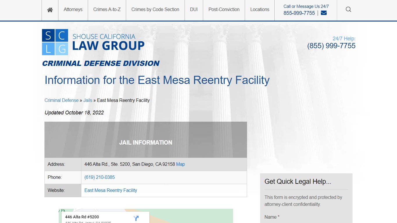 Information for the East Mesa Reentry Facility