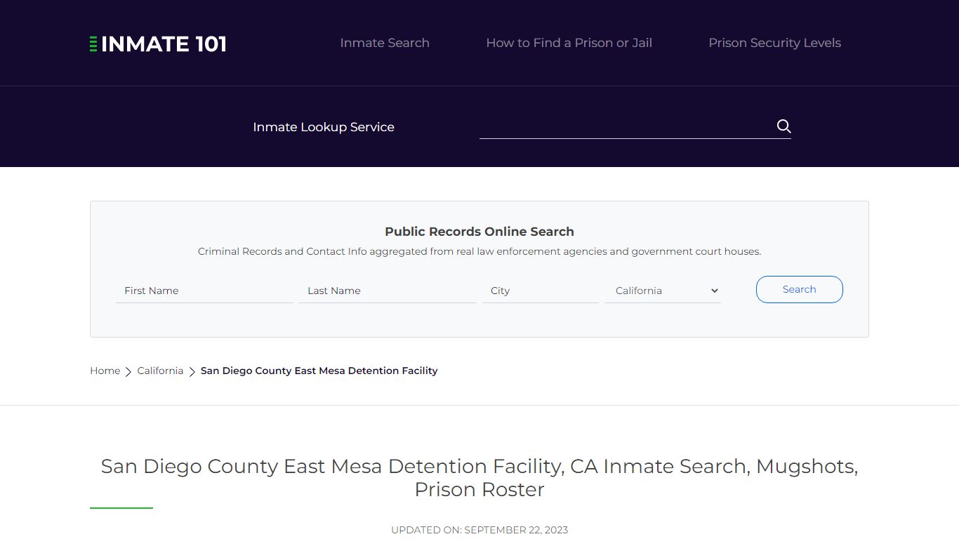 San Diego County East Mesa Detention Facility, CA Inmate Search ...